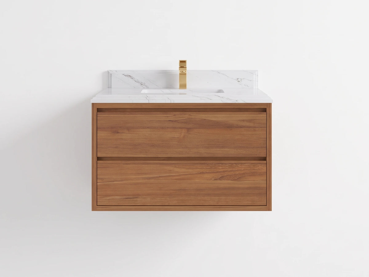 Madison Floating Teak Wood 36 in. W x 22 in. D Center Sink Bathroom Vanity
