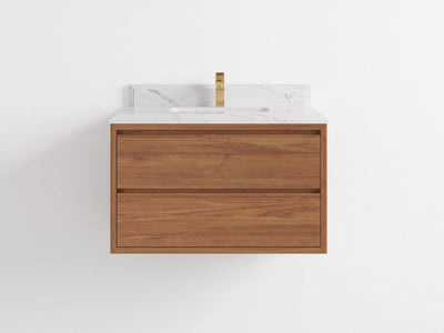 Madison Floating Teak Wood 36 in. W x 22 in. D Center Sink Bathroom Vanity