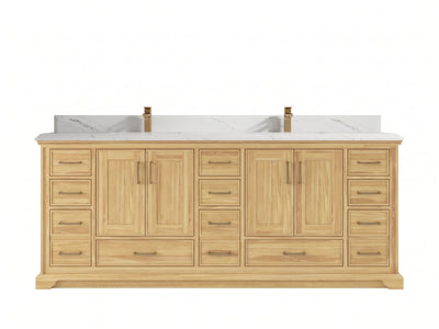 Charlotte Teak Wood 84 in. W x 22 in. D Double Sink Bathroom Vanity