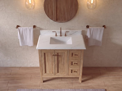 Nashville Teak Wood 36 in. W x 22 in. D Center Sink Bathroom Vanity