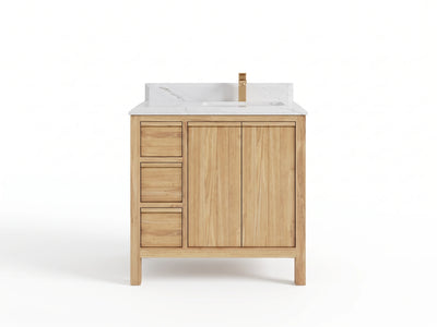 Elizabeth Teak Wood 36 in. W x 22 in. D Right Offset Sink Bathroom Vanity