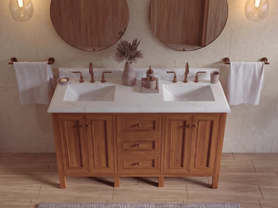 Nashville Teak Wood 60 in. W x 22 in. D Double Sink Bathroom Vanity