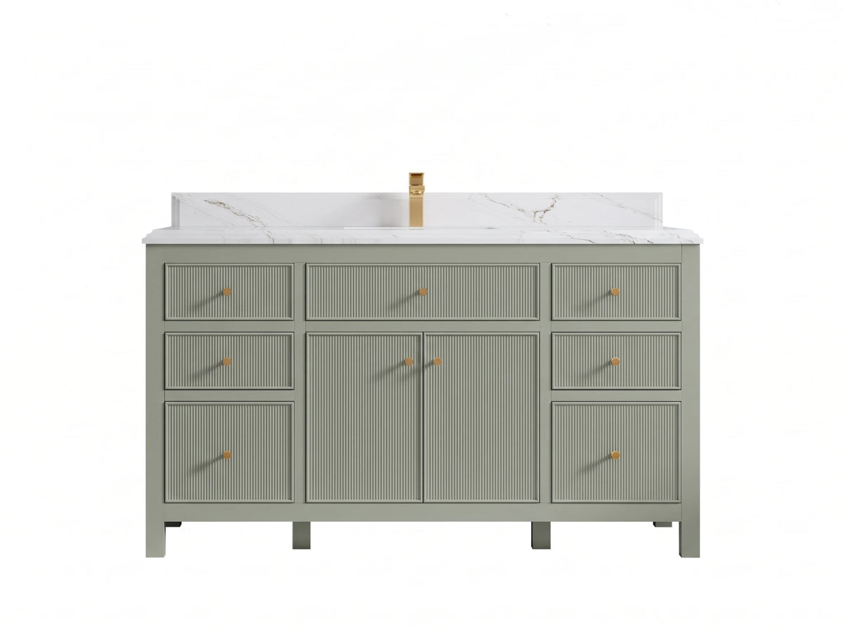 Sonoma 60 in W x 22 in D Free Standing Reeded Single Sink Bathroom Vanity