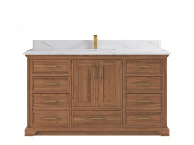 Charlotte Teak Wood 60 in. W x 22 in. D Single Sink Bathroom Vanity