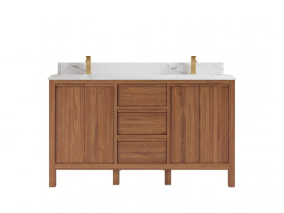 Elizabeth Teak Wood 60 in. W x 22 in. D Double Sink Bathroom Vanity