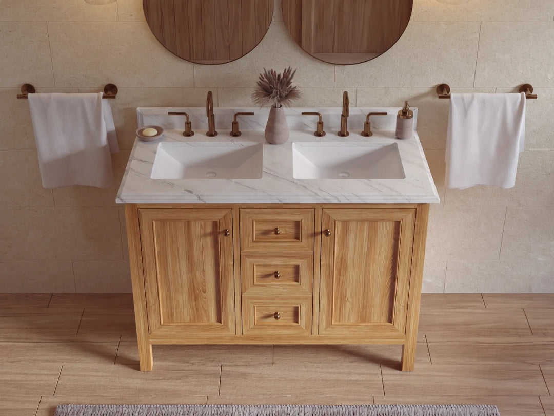 Nashville Teak Wood 48 in. W x 22 in. D Double Sink Bathroom Vanity | 
              
                Light Natural Teak
                
                  
             - NAS_TK_LNT_CA_NV_48D - photo №13
