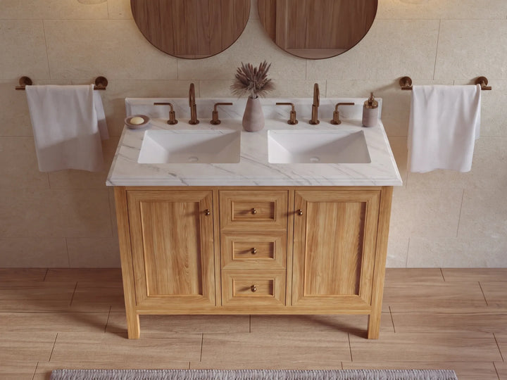 Nashville Teak Wood 48 in. W x 22 in. D Double Sink Bathroom Vanity - photo 13