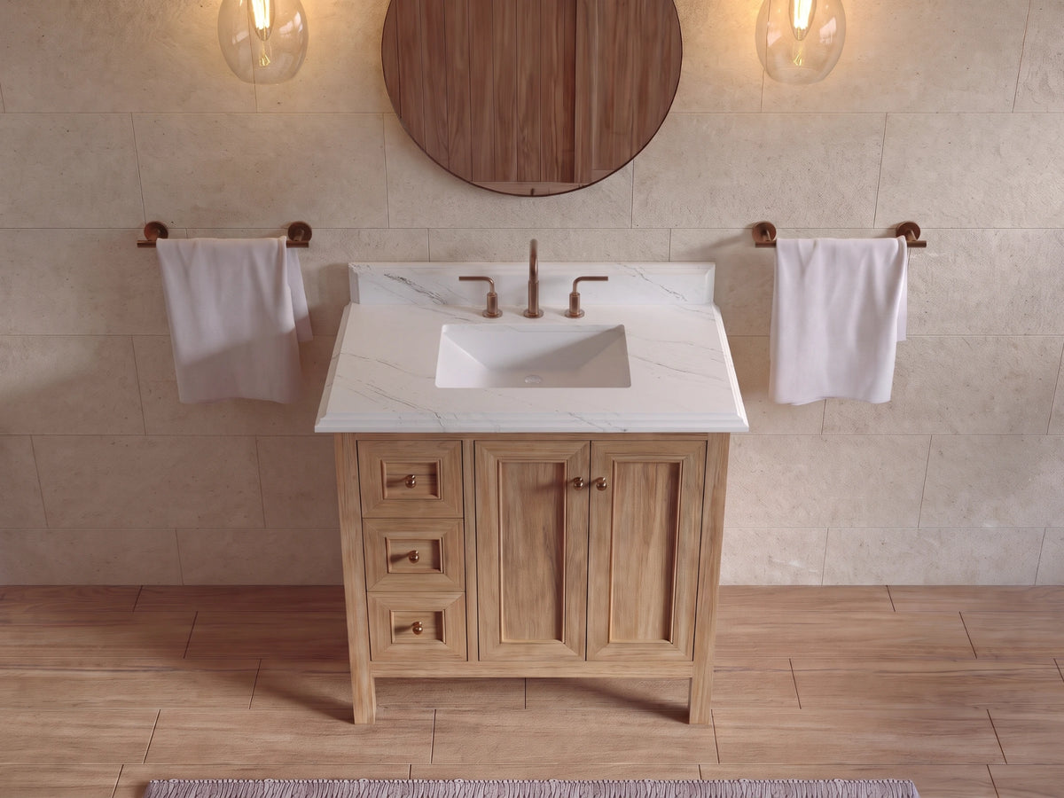 Nashville 36 in. W x 22 in. D Center Sink Teak Wood Bathroom Vanity