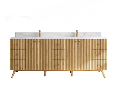 Pasadena Teak Wood 84 in. W x 22 in. D Double Sink Bathroom Vanity