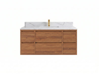Madison Floating Teak Wood 48 in. W x 22 in. D Single Sink Bathroom Vanity
