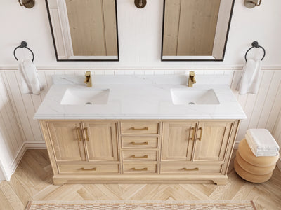 Charlotte White Oak 72 in. W x 22 in. D Double Sink Bathroom Vanity