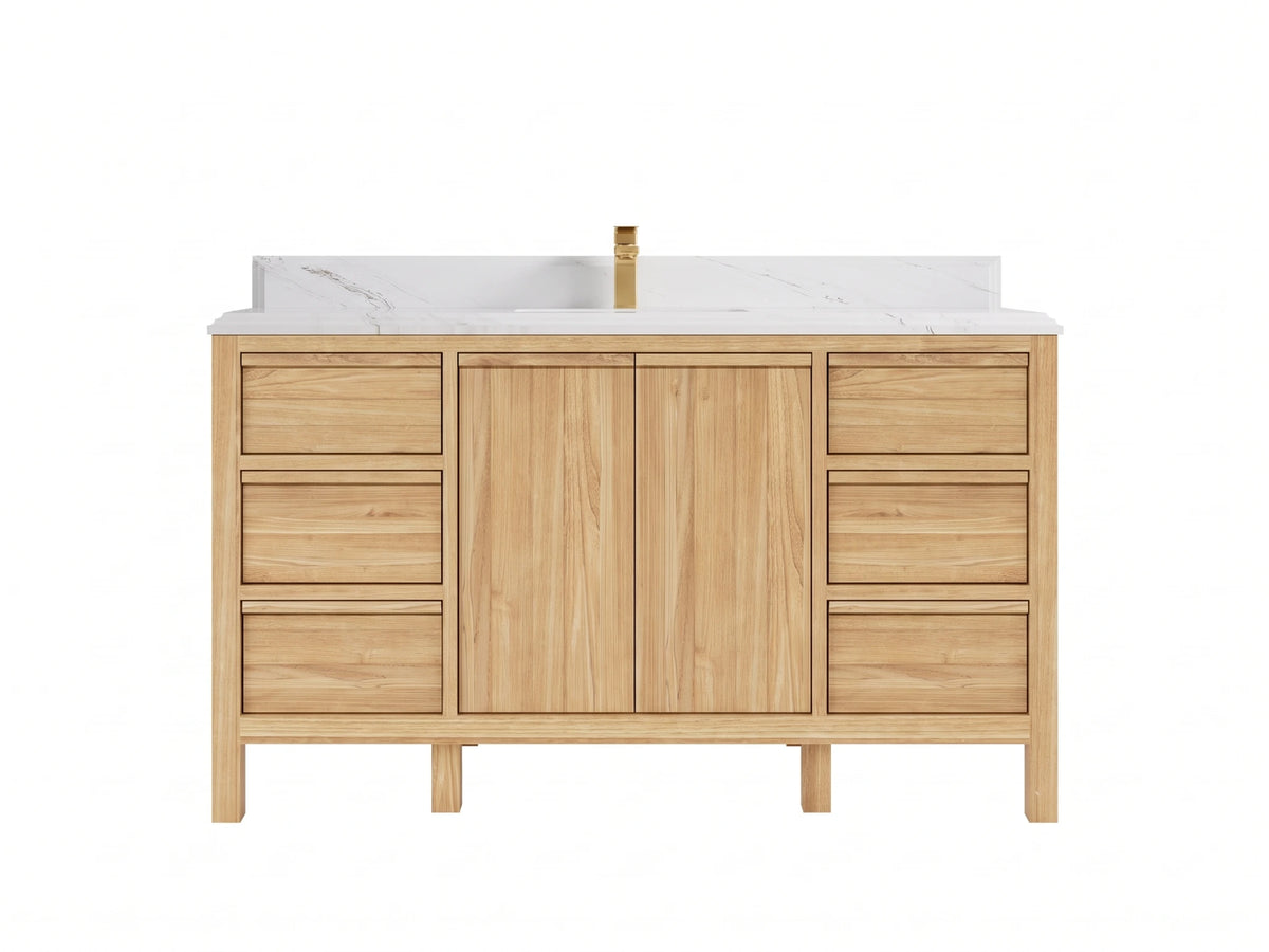 Elizabeth Teak Wood 60 in. W x 22 in. D Single Sink Bathroom Vanity