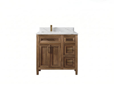 Santa Monica Teak Wood 36 in. W x 22 in. D Left Offset Sink Bathroom Vanity