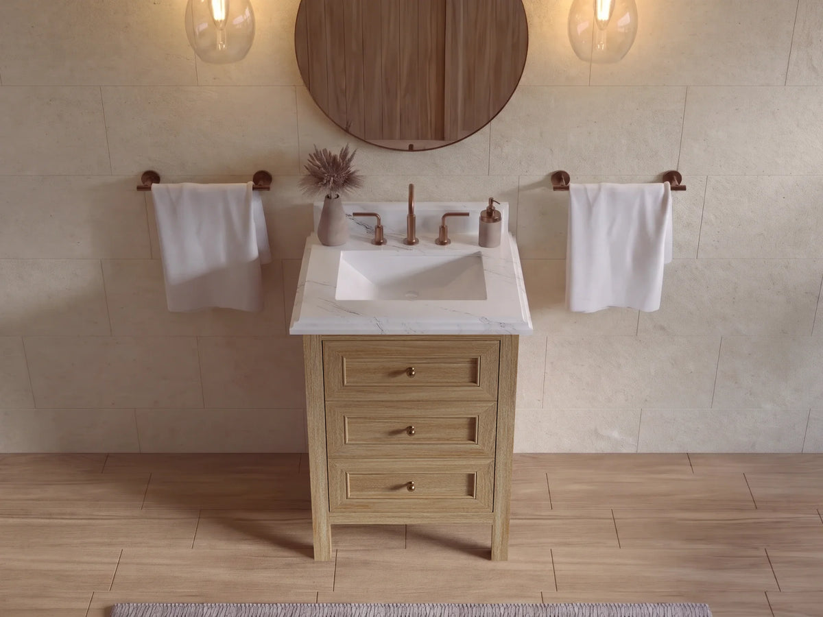 Nashville Teak Wood 24 in. W x 22 in. D Single Sink Bathroom Vanity