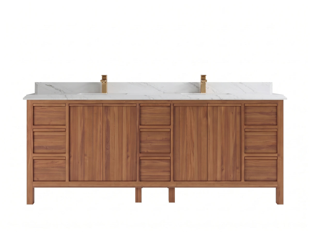 Elizabeth Teak Wood 84 in. W x 22 in. D Double Sink Bathroom Vanity