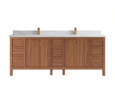 Elizabeth Teak Wood 84 in. W x 22 in. D Double Sink Bathroom Vanity