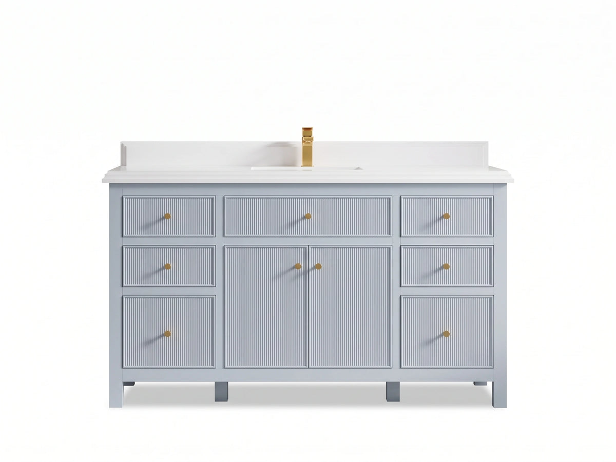 Sonoma 60 in W x 22 in D Free Standing Reeded Single Sink Bathroom Vanity