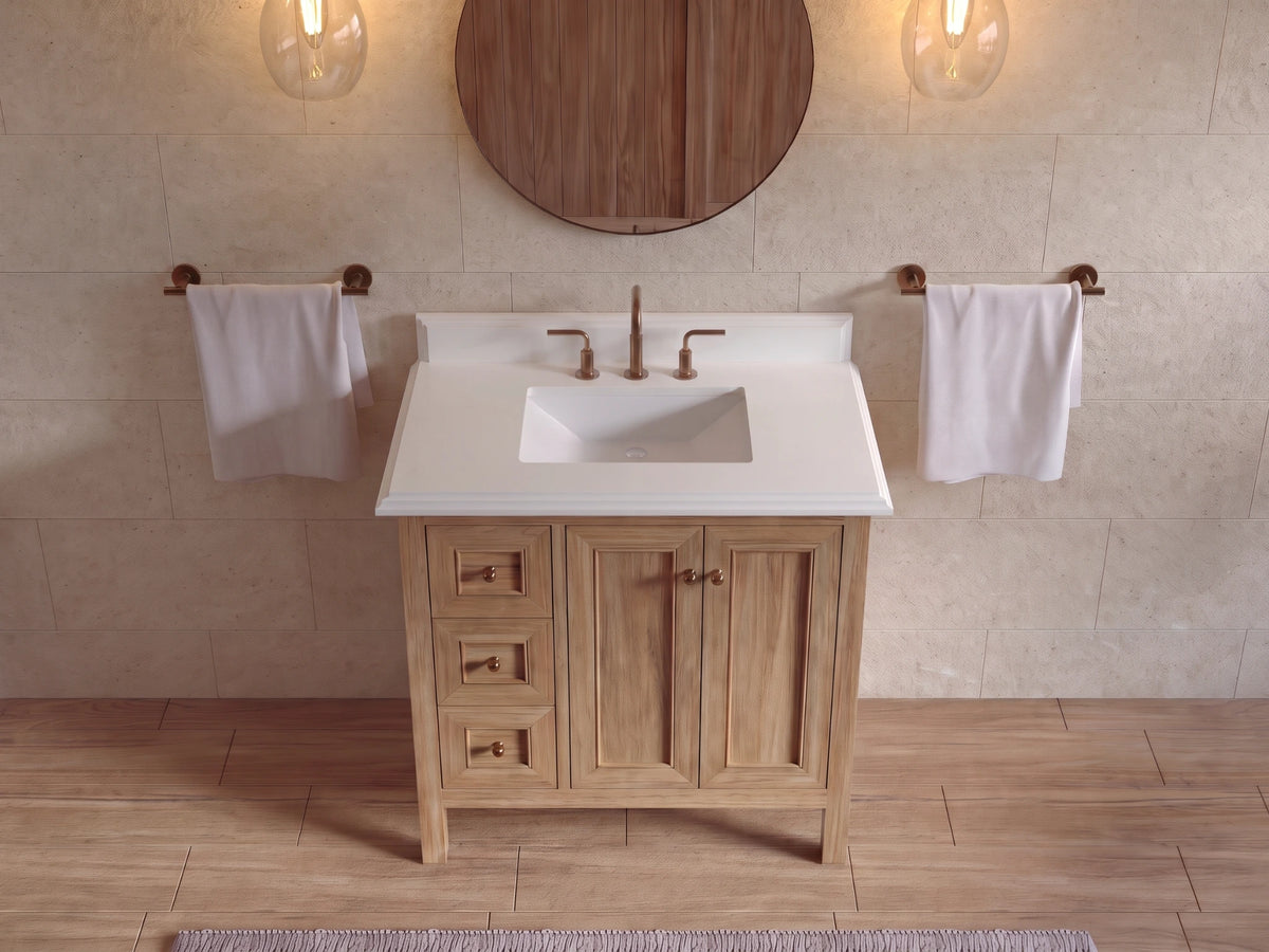 Nashville 36 in. W x 22 in. D Center Sink Teak Wood Bathroom Vanity