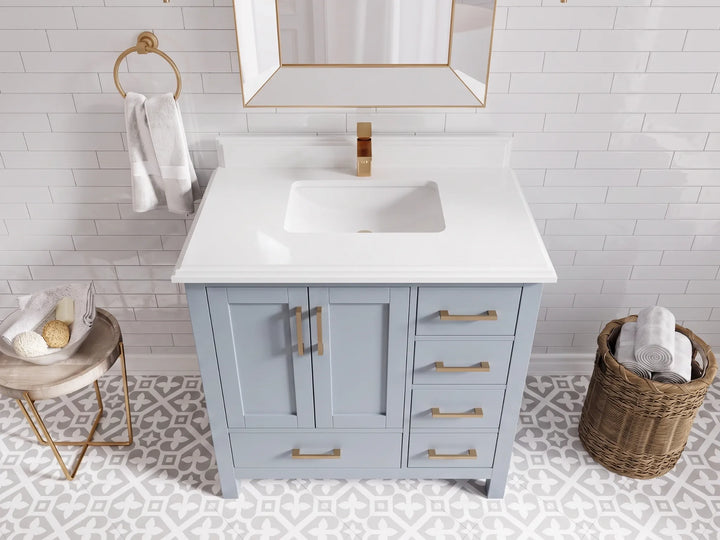 Malibu 36 in. W x 22 in. D Bathroom Vanity Center Sink - photo 27