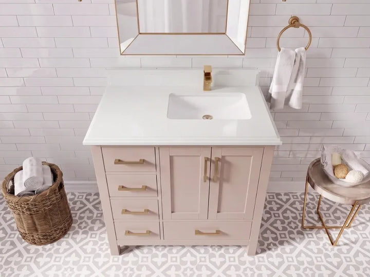 Malibu 36 in. W x 22 in. D Right Offset Sink Bathroom Vanity - photo 17