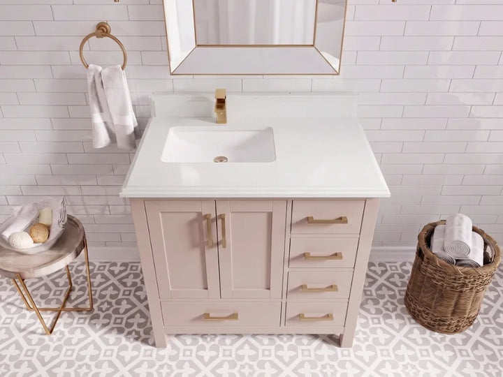 Malibu 36 in. W x 22 in. D Left Offset Sink Bathroom Vanity - photo 17