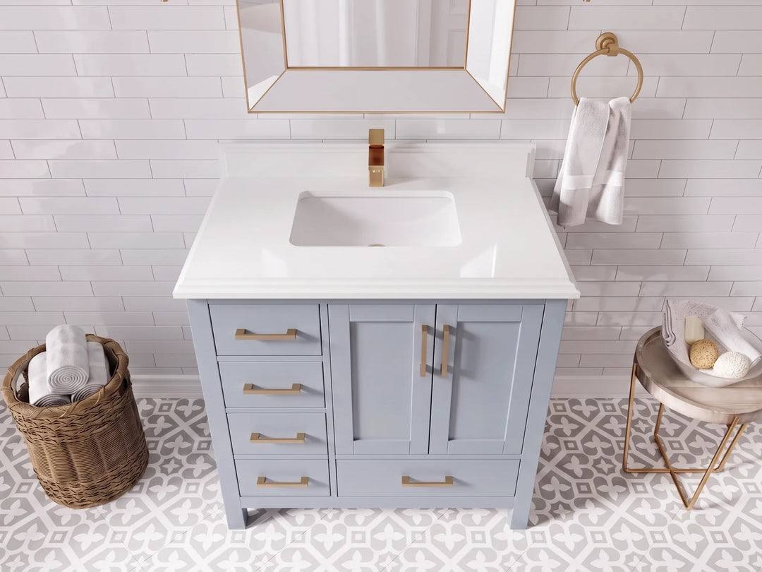 Malibu 36 in. W x 22 in. D with Center Sink Bathroom Vanity | 
              
                Blue Heather
                
                  
             - MLB_BLU_WHQZ_36CR - photo №14