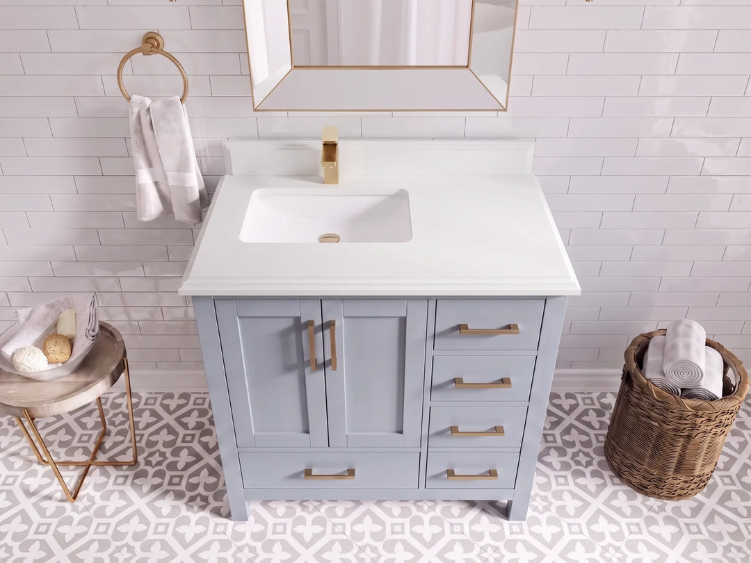 Malibu 36 in. W x 22 in. D Left Offset Sink Bathroom Vanity | 
              
                Blue Heather
                
                  
             - MLB_BLU_BLU_WHQZ_36L - photo №17