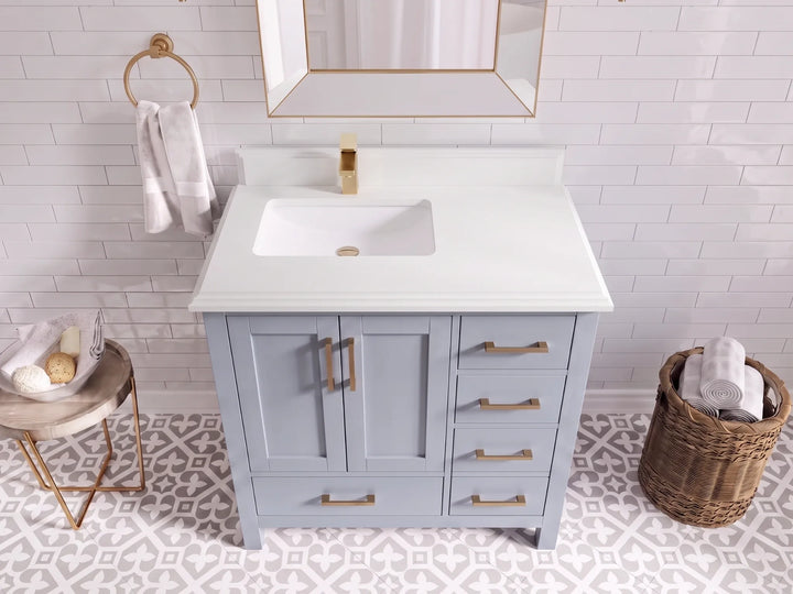 Malibu 36 in. W x 22 in. D Left Offset Sink Bathroom Vanity - photo 17