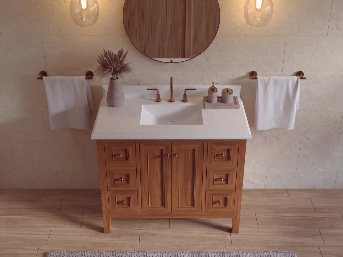 Nashville Teak Wood 42 in. W x 22 in. D Single Sink Bathroom Vanity