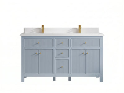 Sonoma 60 in W x 22 in D Free Standing Reeded Double Sink Bathroom Vanity