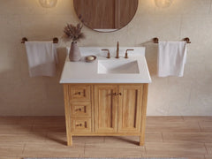 Nashville Teak Wood 36 in. W x 22 in. D Right Offset Sink Bathroom Vanity - photo 38