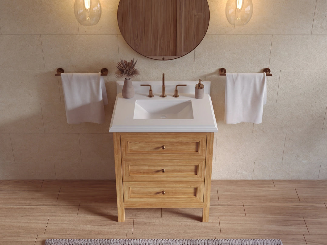 Nashville Teak Wood 30 in. W x 22 in. D Single Sink Bathroom Vanity | 
              
                Light Natural Teak
                
                  
             - NAS_TK_LNT_WHQZ_30 - photo №26