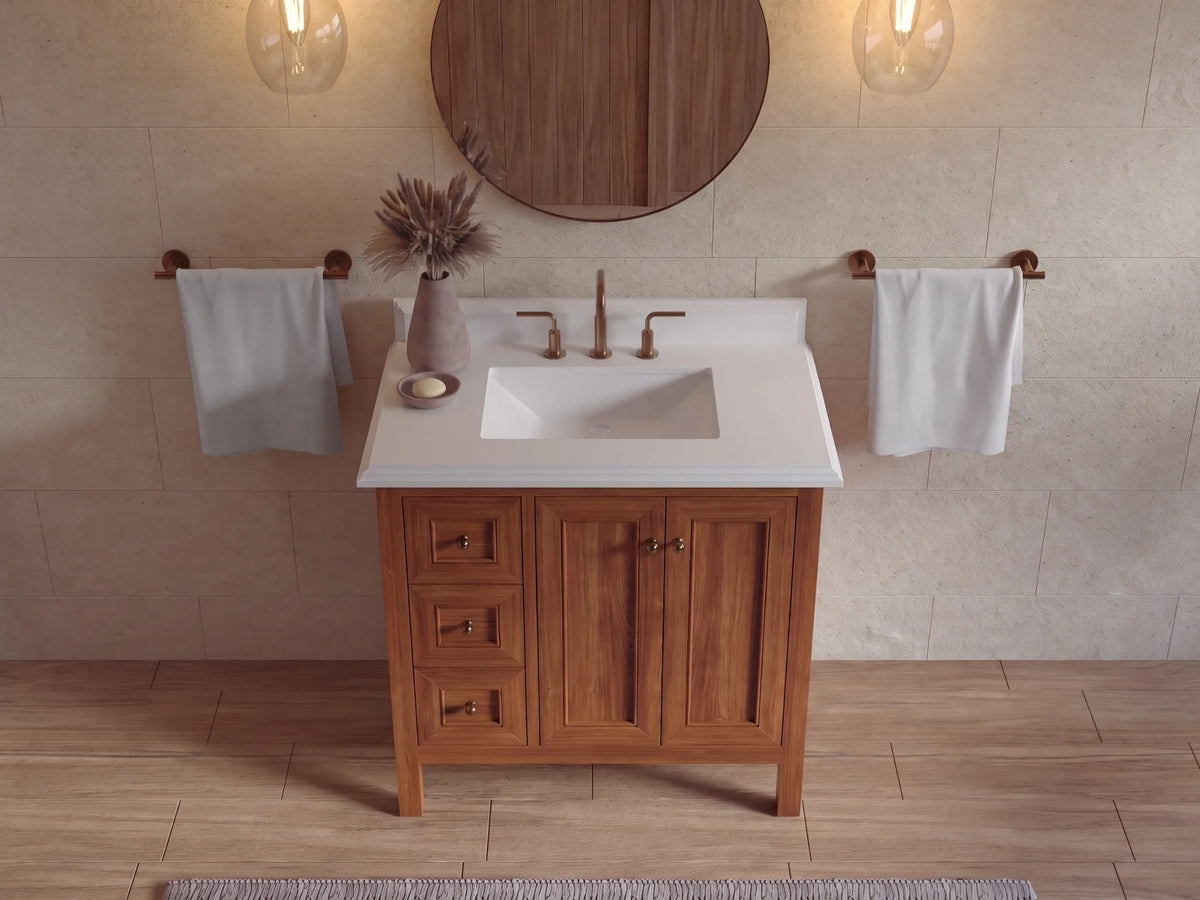 Nashville 36 in. W x 22 in. D Center Sink Teak Wood Bathroom Vanity