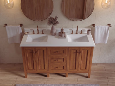 Nashville Teak Wood 60 in. W x 22 in. D Double Sink Bathroom Vanity