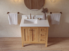 Nashville Teak Wood 36 in. W x 22 in. D Left Offset Sink Bathroom Vanity - photo 37