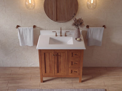Nashville Teak Wood 36 in. W x 22 in. D Center Sink Bathroom Vanity