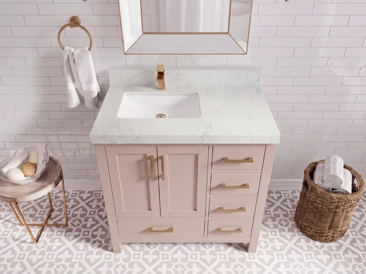 Malibu 36 in. W x 22 in. D Left Offset Sink Bathroom Vanity - photo 18