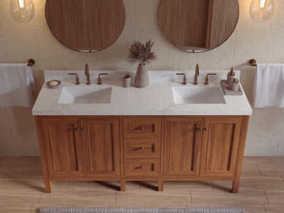 Nashville Teak Wood 72 in. W x 22 in. D Double Sink Bathroom Vanity