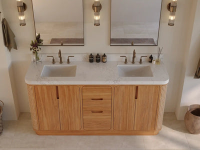 Ventura Teak Wood 72 in. W x 22 in. D Double Sink Bathroom Vanity