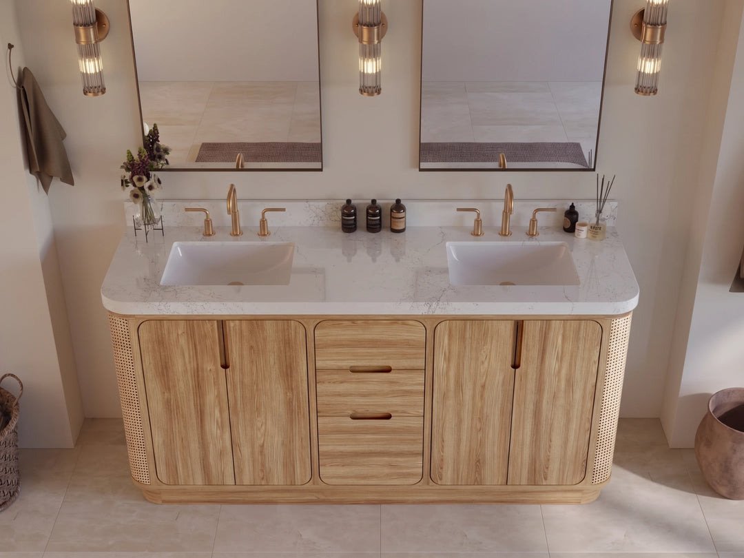 Ventura Teak 72 in. W x 22 in. D Double Sink Bathroom Vanity | 
              
                Light Natural Teak
                
                  
             - VTR_TK_LNT_CA_LZ_72D - photo №4