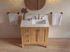 Nashville Teak Wood 36 in. W x 22 in. D Right Offset Sink Bathroom Vanity - photo 17