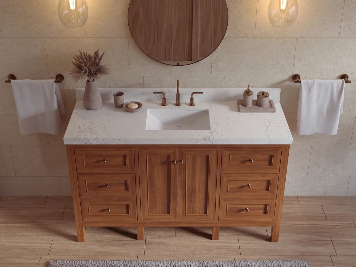 Nashville Teak Wood 60 in. W x 22 in. D Single Sink Bathroom Vanity