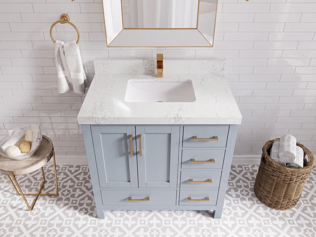 Malibu 36 in. W x 22 in. D Bathroom Vanity Center Sink | 
              
                Blue Heather
                
                  
             - MLB_BLU_WHQZ_36CL - photo №15