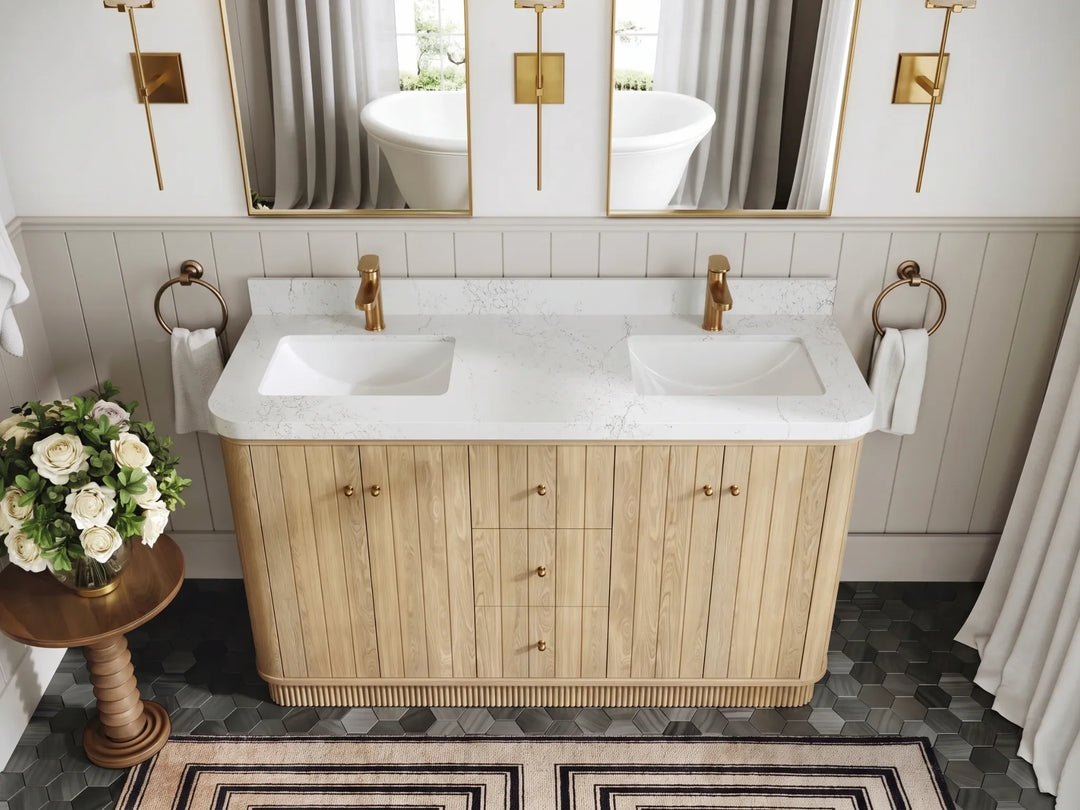 Houston White Oak 60 in. W x 22 in. D Free Standing Curved Edge Double Sink Bathroom Vanity | 
              
                Nordic White Oak
                
                  
             - HOU_WHOK_NORW_CARM_60D - photo №19
