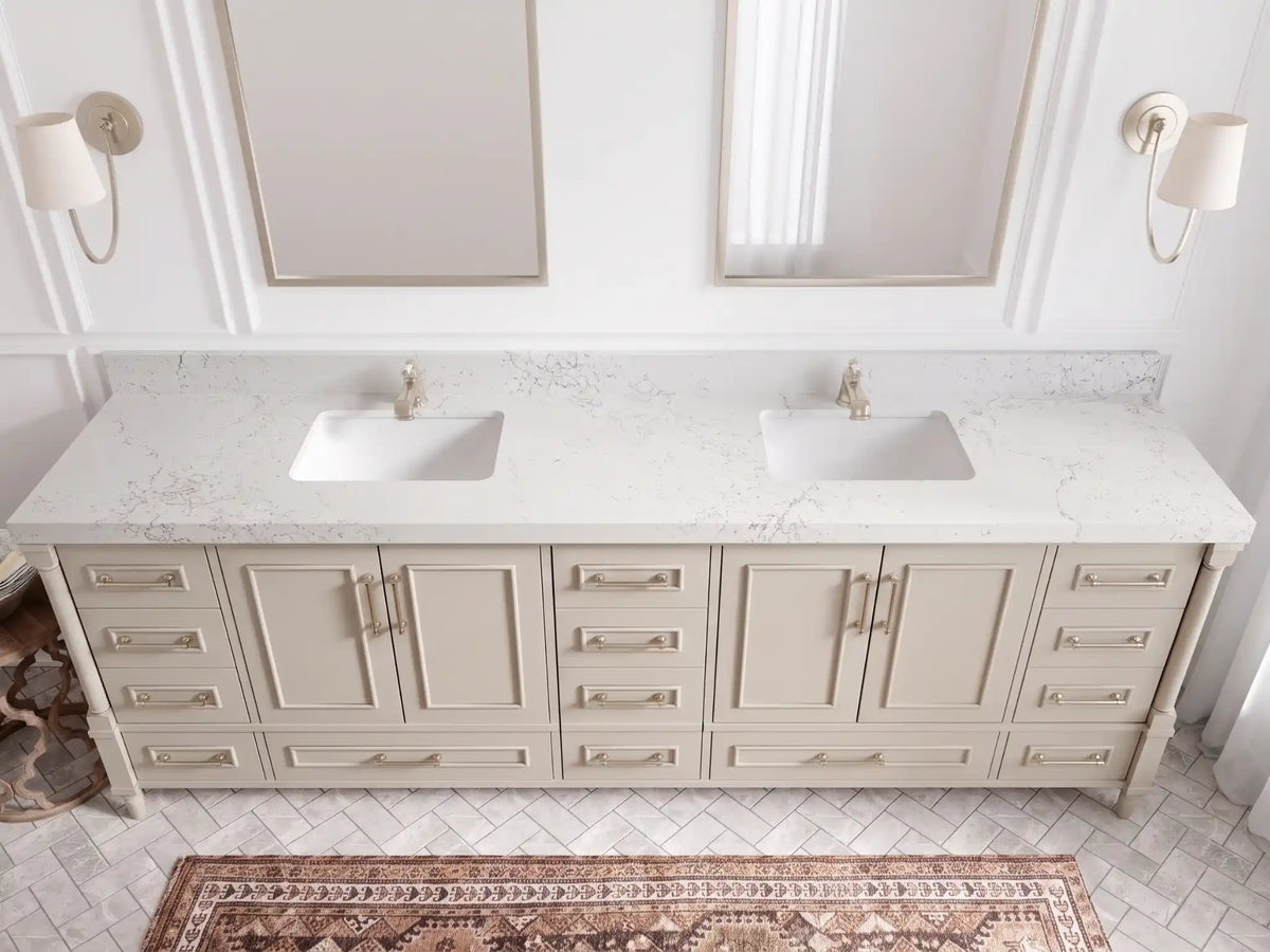 Aberdeen 96 in W x 22 in D Free Standing Double Sink Bathroom Vanity