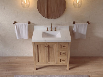 Nashville Teak Wood 36 in. W x 22 in. D Center Sink Bathroom Vanity