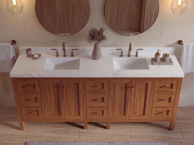 Nashville Teak Wood 84 in. W x 22 in. D Double Sink Bathroom Vanity