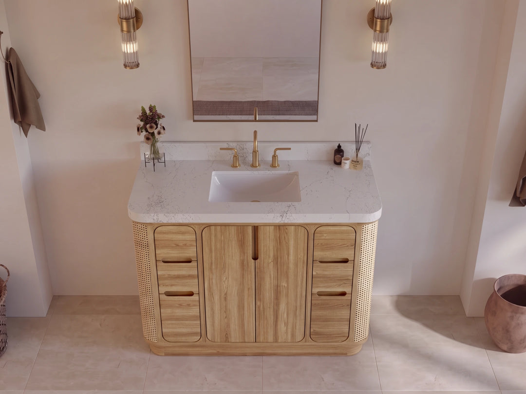 Ventura Teak 48 in. W x 22 in. D Single Sink Bathroom Vanity | 
              
                Light Natural Teak
                
                  
             - VTR_TK_LNT_CARM_48S - photo №3