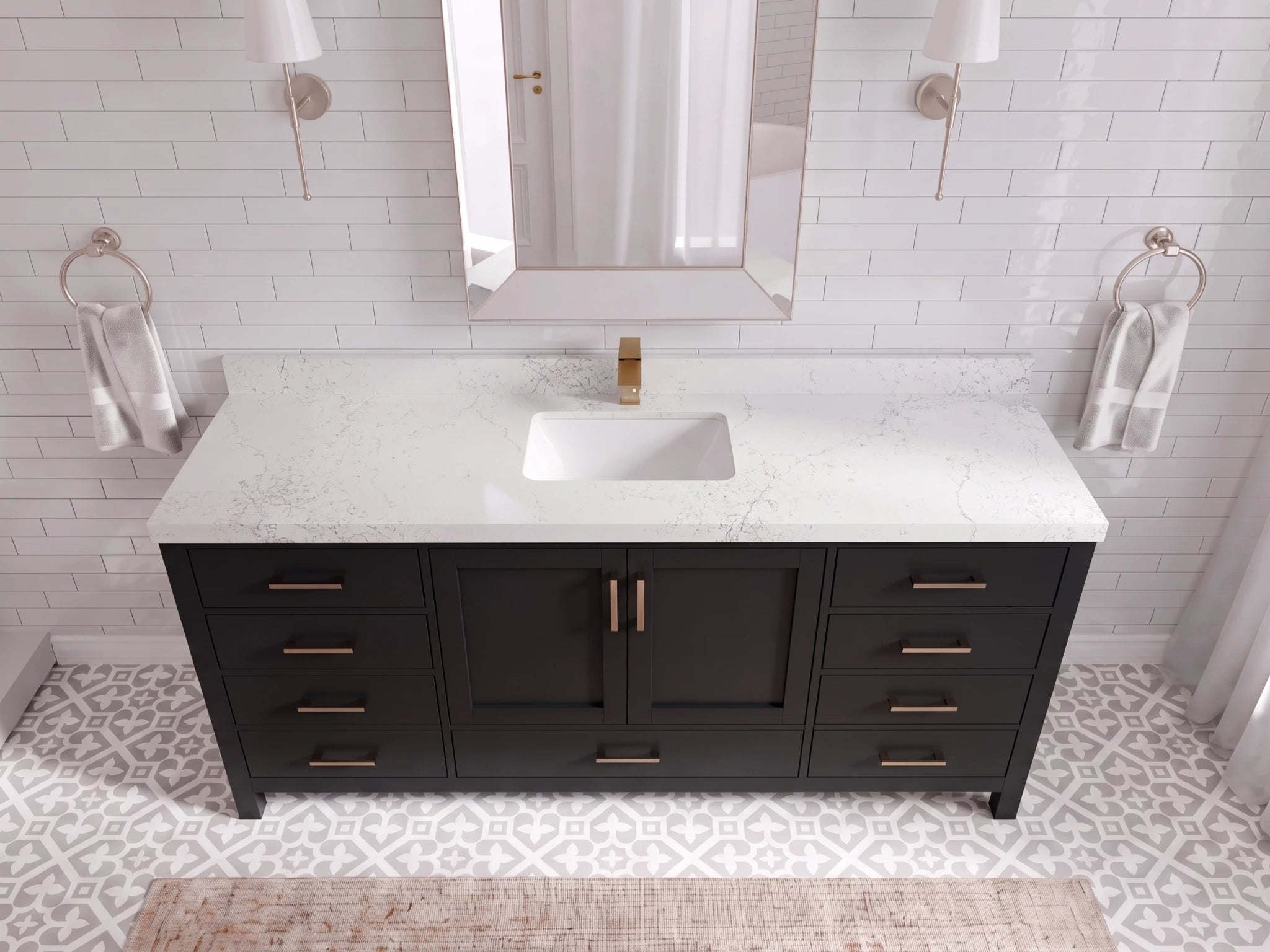 Malibu 72 in. W x 22 in. D Single Sink Bathroom Vanity