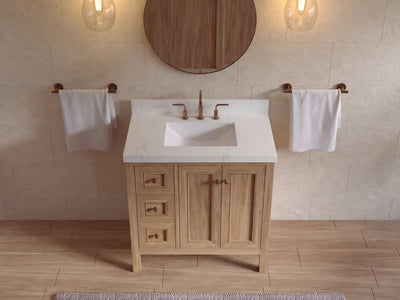 Nashville 36 in. W x 22 in. D Center Sink Teak Wood Bathroom Vanity